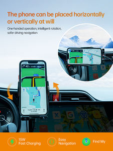 Vente en gros Localisateur GPS 15W avec capteur intelligent Clip pour bouche d'aération Chargement rapide sans fil Support de téléphone antidérapant à verrouillage ferme - Product Image 4