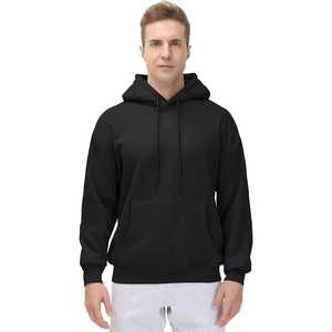 100% Cotton <b>Fleece</b> Custom OEM Long Sleeve Oversized Pullover Hooded Sweatshirt Embroidered Pocket Breathable Solid Loose Fit <b>Men</b> - Product Image 3