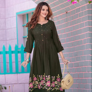 ชุด kurti เรยอนหนัก2ชิ้นน้ำหนักเบาและมีสไตล์สำหรับปาร์ตี้ฤดูร้อน - Product Image 1
