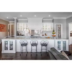 Gabinetes de cocina personalizados de diseño moderno de lujo de alta calidad clásico blanco en forma de L con fregadero gabinete de cocina listo para usar - Product Image 4