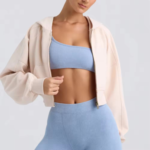 เสื้อฮู้ดดี้ทรงหลวมแบบครอป ไหล่ตก ผ้าฝ้าย 100% ระบายอากาศได้ดี เป็นมิตรกับสิ่งแวดล้อม เหมาะสำหรับฤดูหนาว มีโลโก้ด้านหน้า สไตล์สตรีทแวร์ลำลองสำหรับผู้หญิง - Product Image 2