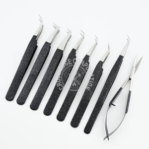 Pinzas para Extensión de Pestañas con Punta de Fibra Recta, Finas, para Aislamiento, Pinzas para Volumen Ruso X, Agarre Fuerte para Trabajo Profesional de Pestañas - Product Image 1