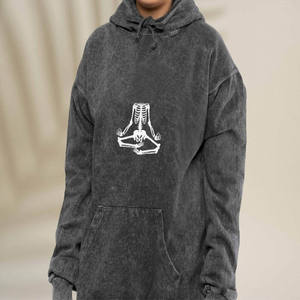 Parche de chenilla personalizado bordado lavado ácido pintura salpicadura francés Terry hombres Sudadera con capucha de gran tamaño - Product Image 4