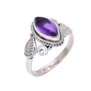 Bague d'assise à lunette faite à la main avec pierre d'améthyste véritable bague d'améthyste en argent sterling 925 bijoux cadeaux avec incrustation de réglage unique - Product Image 1