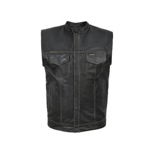 Chaleco de Cuero Vacuno Genuino Estilo Club, Casual y Transpirable para Hombre, Talla Grande, Chaleco de Motociclista, Diseño Personalizado OEM - Product Image 5