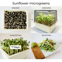 Kit de micro-légumes avec lampe de culture LED à spectre complet 8W, boîte de germination auto-arrosante, germinateur d'herbes aromatiques d'intérieur pour la maison et la cuisine, certifié CE