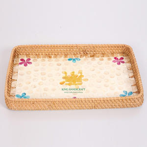 Panier de plateau de décoration de Table de bonbons de fruits de nacre de rotin carré écologique à la mode pour la décoration intérieure - Product Image 6