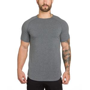 T-shirt de sport de musculation mince à la mode long respirant à manches courtes couleur unie pour l'été Fitness Training OEM - Product Image 1