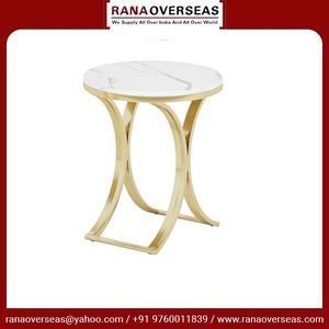 Mesa de centro de lujo moderna con tapa de mármol y base de metal Mesa auxiliar de sofá redonda Juego de 2 usos para oficina en casa a precio al por mayor - Product Image 6