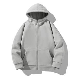 Sudaderas con capucha personalizables para hombre con cremallera de lana de rizo grueso para Otoño Invierno ropa de trabajo de ganchillo sólido opciones de bordado de logotipo - Product Image 1