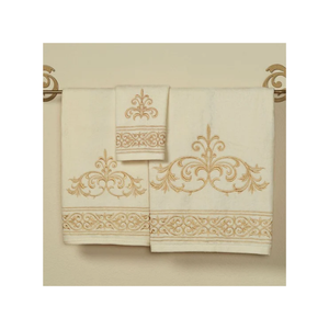 Eco Safe Biodegradable Cotton Bath <b>Towels</b> 80x160cm 500GSM Lightweight Quick Dry Durable <b>Embroidered</b> Border Perfect For Gym Usage - Product Image 4