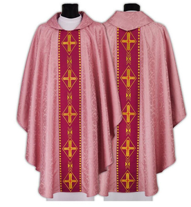 Chasuble catholique chrétienne à bande dorée, vêtement respirant, coton de haute qualité, uni, fabriqué au Pakistan, HN Impex - Product Image 5