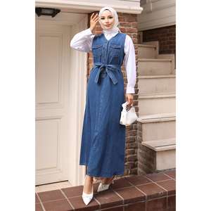 Combinaison en jean bleu décontractée avec ceinture, style 19246 - Product Image 1