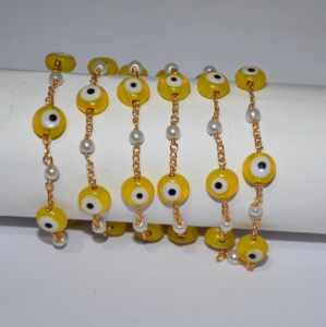 Magnifique chaîne de chapelet en perles jaunes, fil plaqué or, chaîne perlée faite à la main pour la fabrication de bijoux, bracelet, collier - Product Image 1