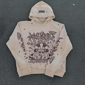 ชุดวอร์มลำลองแบบสวมหัวเข้ารูปสำหรับผู้ชายชุดวอร์มผ้าฝ้าย100% พิมพ์โลโก้สกรีนลายสตรีทสีทึบสำหรับผู้ชาย - Product Image 5