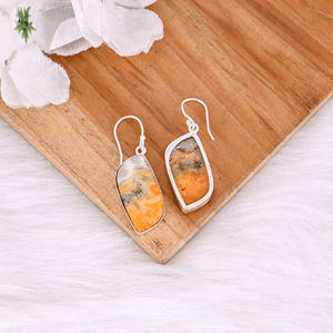 New Arrival Boho Bumble <b>Bee</b> Jasper Gemstone Earring Hot Selling Brass Silver Plated Dangle Drop Earrings For Women <b>Gifts</b> Jewelry - Product Image 4