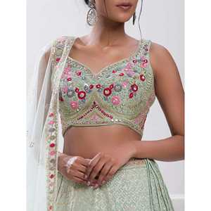 Elegant Pista Green Sequin Georgette Reception Wear Lehenga Choli for Wedding Apparel - Product Image 6