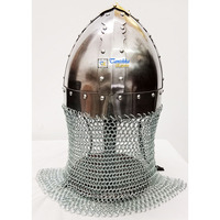 Casque de chevalier viking médiéval traditionnel en fer poli plaqué or, costume d'Halloween avec impression offset de qualité supérieure