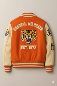 Chaqueta universitaria de lana clásica con cuello levantado Retro Letterman Bomber High Street Style para hombres y mujeres - Product Image 2