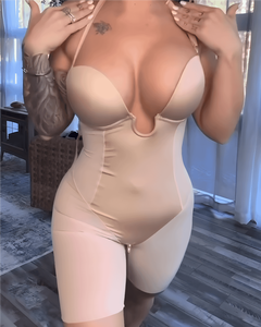 Combinaison sculptante intégrale en maille transparente à col en V profond - Product Image 2