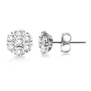 Boucles d'oreilles en forme de fleur de diamant de 2,05 carats en or blanc 14 carats - Product Image 2