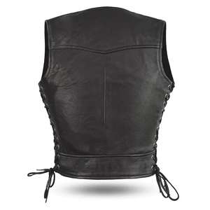 Gilet de moto d'hiver pour homme en cuir de vachette véritable, sans manches, respirant, séchage rapide, avec fermeture boutonnée, vêtement d'extérieur - Product Image 5