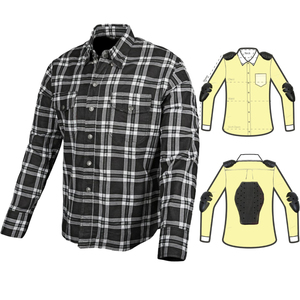 Chemise en flanelle de coton de qualité supérieure à carreaux noir et blanc avec des chemises de protection de travail personnalisées pour la protection de moto homme - Product Image 1