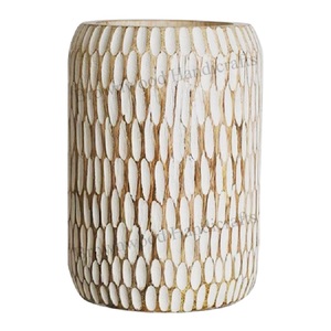 Jarrón de madera de mango hecho a mano de diseño de lujo moderno, jarrón de mesa para decoración del hogar para sala de estar a precio competitivo de la India - Product Image 6