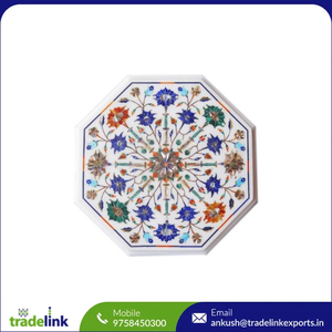 Modern Convertible <b>Marble</b> Inlay Glass <b>Top</b> Parrot Design <b>Side</b> <b>Table</b> Easy Assembly for Living Room Furniture Featuring - Product Image 4