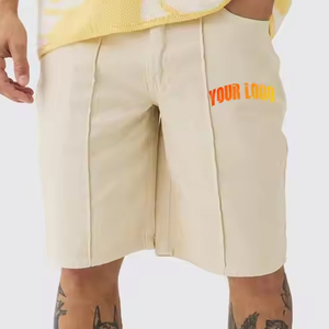 Meilleure vente pas cher prix Streetwear Style MMA Shorts respirant gaufré col rond blanc 100% pur coton court - Product Image 1