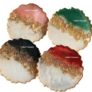 Dessous de verre fantaisie en agate avec côté argent ou or Décor de table de cuisine de forme irrégulière Dessous de verre décoratifs en pierre d'agate - Product Image 3