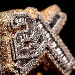 Bague Cocktail Unisexe en Argent Sterling 925 avec Moissanite et Diamants, Style Hip Hop de Luxe, pour Homme - Product Image 6