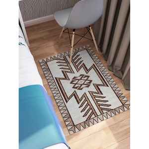 Tapis imprimé à motifs géométriques, design turc moderne, accent décoratif doux pour le sol, tapis à poils doux - Product Image 2