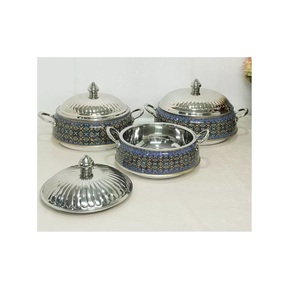 Último diseño Buffet Calentador Olla Cacerola Plato de acero inoxidable Plato para servir comida con trabajo de pintura a mano a precio atractivo - Product Image 2