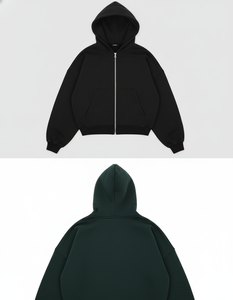 Sweat à capuche zippé noir pour homme, sweat à capuche surdimensionné, veste en molleton décontractée à coupe ample avec poches - Product Image 1