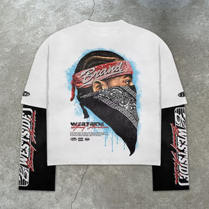 Camiseta de Manga Larga con Estampado Gráfico 3D en Negro Deslavado, Estilo Urbano Extragrande para Hombre, Estampado de Estrella Grande en la Espalda, Patrón de Lengua y Dientes en la Parte Delantera - Product Image 6