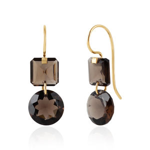 Juego de pendientes de gota de piedras preciosas de cuarzo ahumado de Plata de Ley 925, joyería fina clásica para mujeres para fiestas, regalos fabricados para mujeres - Product Image 3