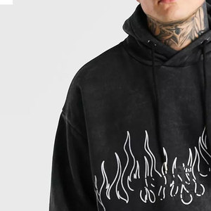Sweat à capuche délavé à l'acide avec logo personnalisé pour hommes 100% coton Street Style vêtements d'hiver sweat à capuche respirant pour hommes - Product Image 4