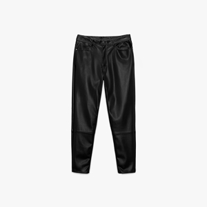 Pantalones de cuero PU personalizables para hombres de alta calidad Nuevo estilo informal de algodón Ligero Cintura media Patrón recto Servicio OEM oscuro - Product Image 1