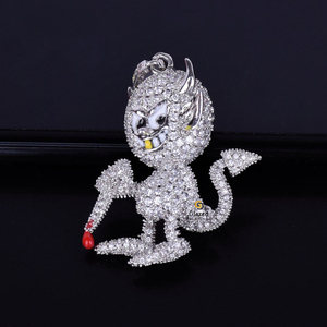 VVs Clarity Round Brilliant Cut Lab Grown Diamonds 5 TCW Iced Out Hip Hop Custom 925 Sterling Silver Cartoon Pendant Unisex Gift - Product Image 3
