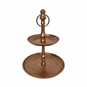 White Royals CS040 Deluxe Quality Copper Finish Metal Cake Stand Hammered Decorative Dessert Cupcake Display Home <b>Tabletop</b> - Product Image 1