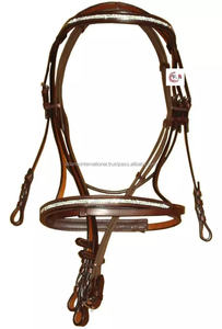 Brida de cuero auténtico para caballos, para montar en bicicleta, ecuestre, saltar con banda para la frente, Noseband y riñas - Product Image 4