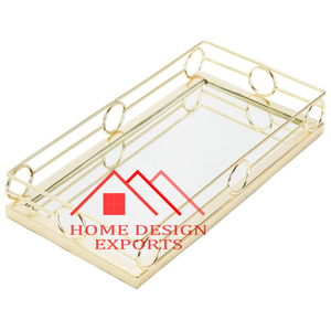 2025 dernière conception de plateau de service alimentaire en métal fait à la main plateau de service en verre de style unique - Product Image 2