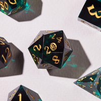 Ensemble de dés polyédriques en résine de luxe, finition lisse, fabriqués à la main, 7 pièces, durables, respectueux de l'environnement, dés de jeu pour collectionneurs, aventure/D&D