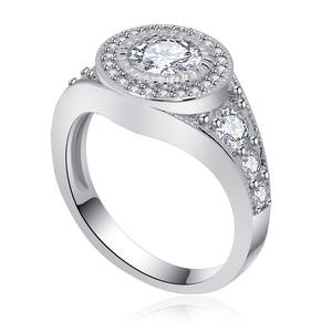 Bague en or blanc 14 carats en argent sterling 925 personnalisée avec diamants de luxe Design classique fiançailles de mariage pour femmes hommes pour bagues fines - Product Image 6