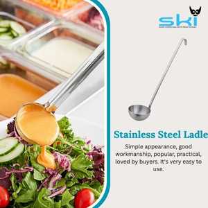 Venta al por mayor de accesorios de cocina con estampado de logotipo personalizado, cucharón de sopa de acero inoxidable para servir platos de cocina con mango largo - Product Image 2