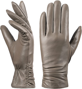2024 guantes de cuero de invierno para mujer con pantalla táctil para mensajes de texto, conducción cálida, piel de cordero, 100% - Product Image 1