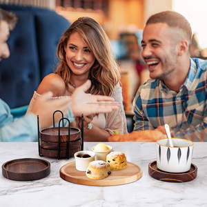 Ensemble de sous-verres en bois naturel Paownia tapis de protection pour la maison sous-verres en marbre pour verres à boire - Product Image 6