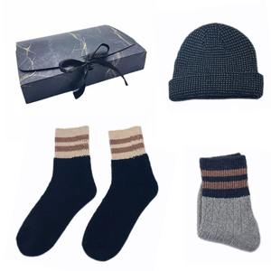 Best Quality Customized Logo Cotton Knit <b>Winter</b> Beanie Hat Cap and Warm Sweat <b>Socks</b> Set Corporate Gift for <b>Men</b> in Spring - Product Image 4