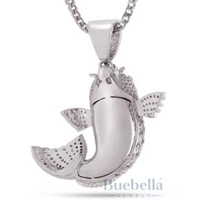 Utsurimono Collier de poisson Koi Pendentif Hip Hop glacé en or 14 carats pour hommes Symbole d'équilibre et de force Bijoux Bling de luxe - Product Image 5